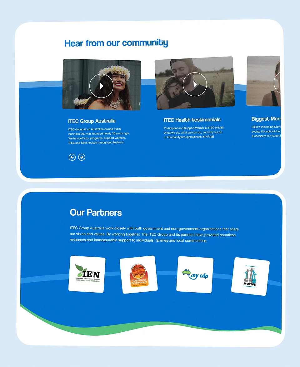 ITEC Group Desktop Website Community Section